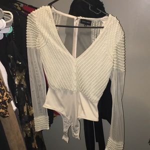 Pearl embellished bodysuit